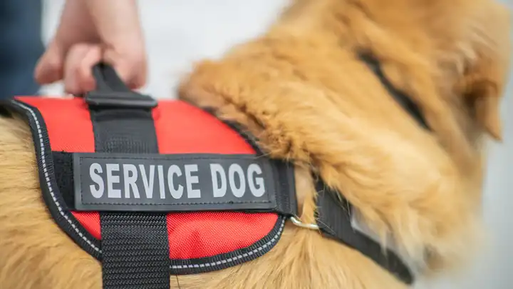 Service dog vest patch, which has no legal meaning on its own