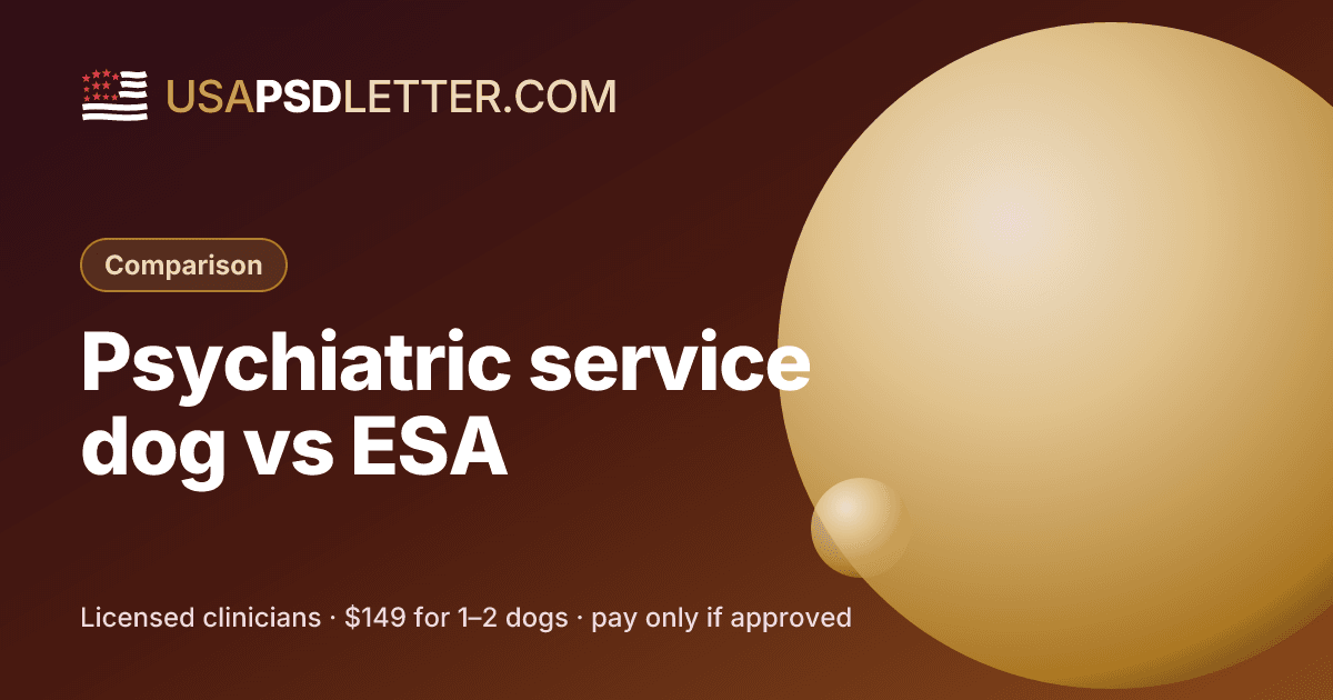 Psychiatric service dog vs ESA, usaPsdletter.com Comparison